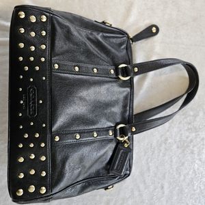 COACH Black and Gold Studded Satchel
